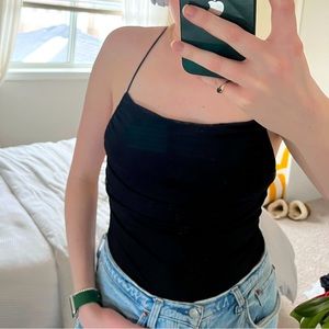 Dynamite Bare Ruched Bodysuit - size medium BLACK